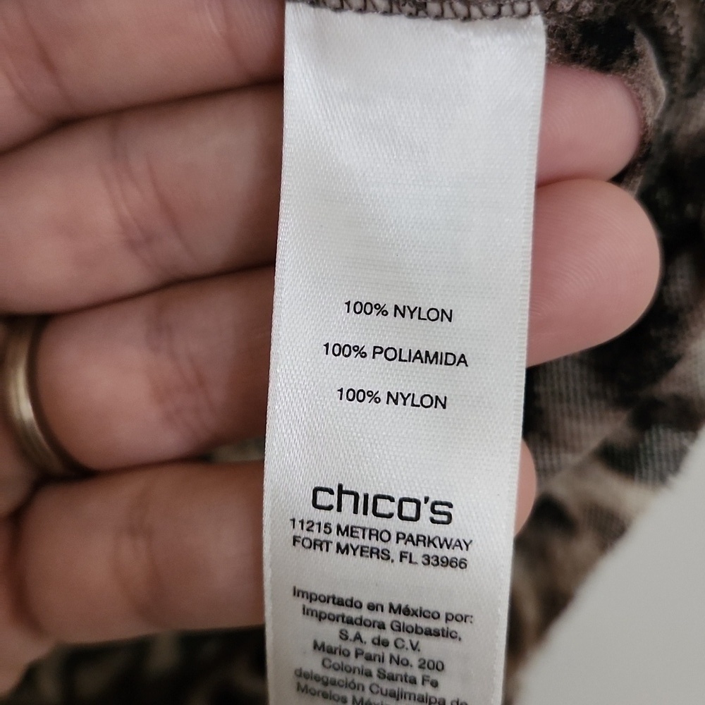 Chicos Leopard print sheer Top Tunic waterfall hem Career Contemporary - Picture 11 of 12
